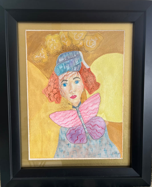 Butterfly Lady in Black Frame