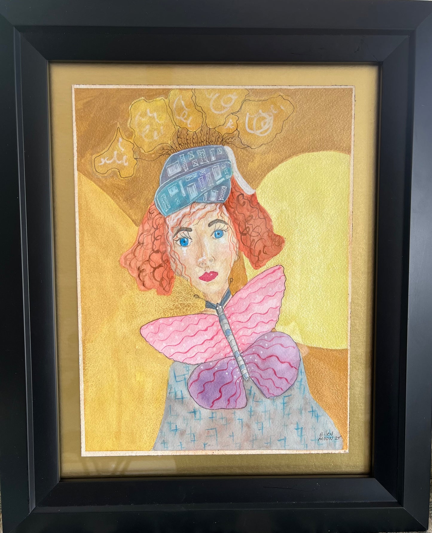 Butterfly Lady in Black Frame